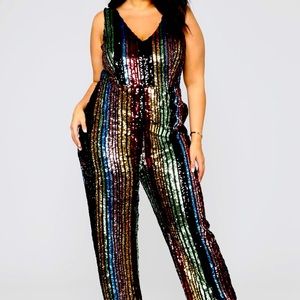 Rainbow sequin jumpsuit